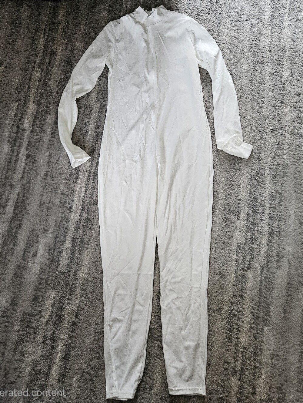 NWOT White Long Sleeve Quarter Zip Jumpsuit, Size Large